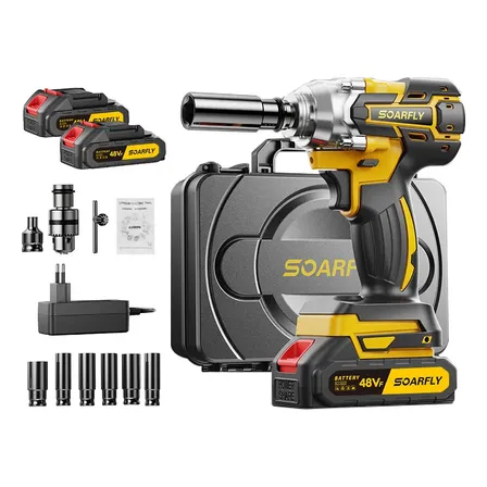 Chave De Impacto 800n.m 48v Brushless Com 2 Baterias Sem Fio