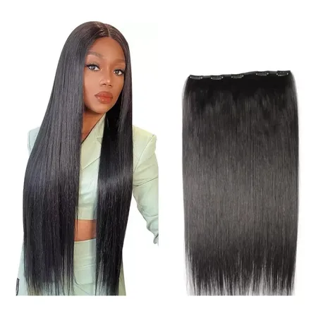 Aplique Tic Tac De Cabelo Humano Liso 1 Tela 100 Gramas 60cm