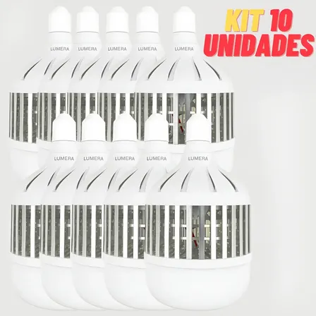 Kit 10 Lampadas Led Bulbo Hp 100w 6500k Branco Frio E27