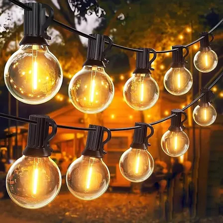 15 Mts Inquebrável Varal Luz Corda G40 25 Lampadas Pátio Pub