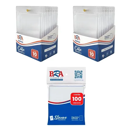 20 Case Magnético Bra Figurinhas +100 Sleeve Para Figurinha