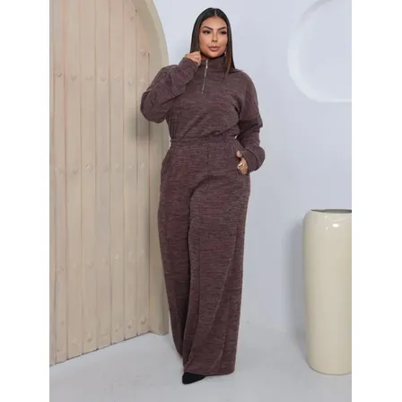 Conjunto Plus Size Inverno Feminino Frio Blusa Longa 2 Peças