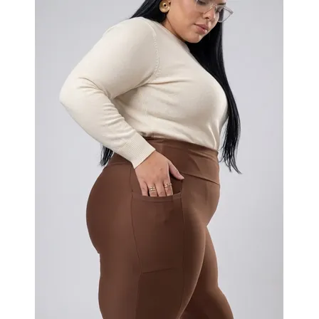 Calça Legging Com Bolso Sem Transparencia Academia Plus Size