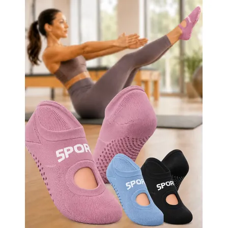 Meia Sapatilha Antiderrapante Pilates Yoga Sport Algodão Rosê 34-38