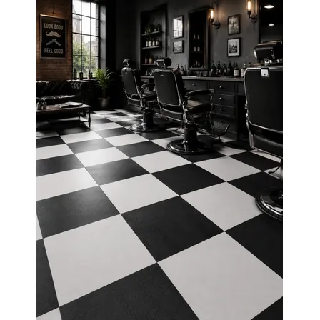 Piso Vinílico Xadrez Preto Branco Kit 6 Placas 60x60 Cm