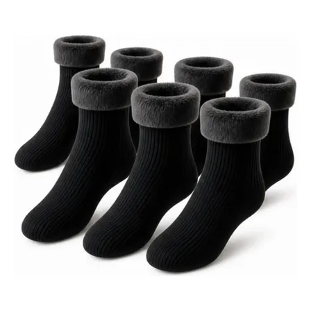 Kit 6 Meias Térmica Grossa Quente Inverno Frio Forrada Pelo