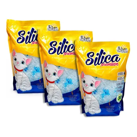 Kit Com 3 Areias Sílica Para Gato Premium Savana Pet 1,5kg