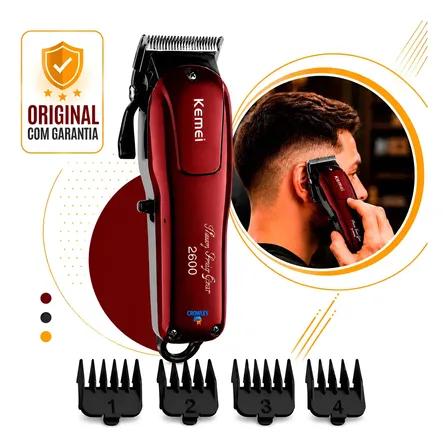 Máquina Kemei De Cortar Cabelo Sem Fio Recarregável Km-2600