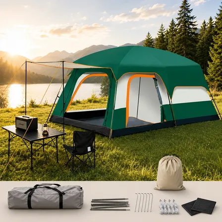 Barraca Camping Impermeável 6-8 Pessoas Upf50+ Oxford Verde
