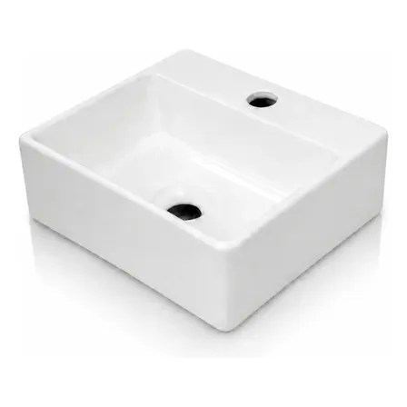 Cuba Pia De Louça Apoio 30x34cm Com Mesa Banheiro Lavabo Branco Brilhante