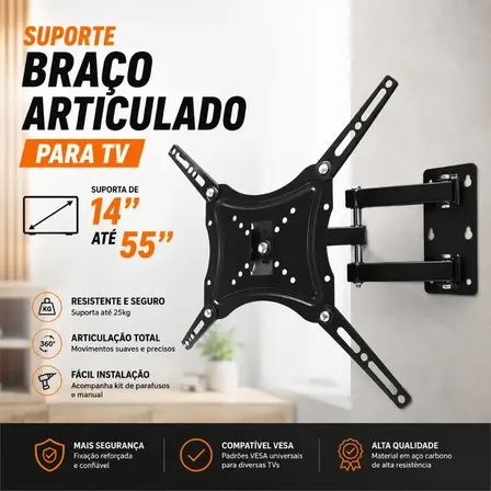 Suporte Tv Tri Articulado Reforçado Para Parede 14 A 55