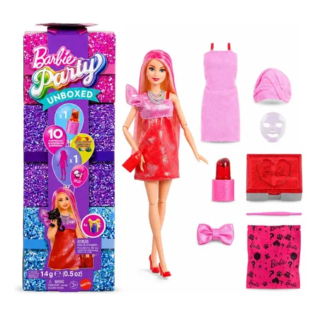 Barbie Articulada Skin Care Party Unboxed Fiesta Glam Mattel