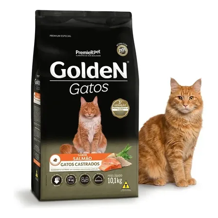Ração Golden Gatos Castrados Salmão 10kg Alta Aceitação