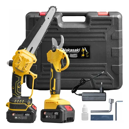 Kit Motosserra E Tesoura 2 Baterias Podagalhos De Jardinagem