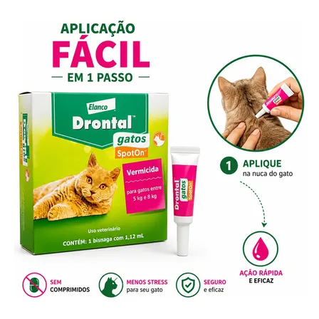 Drontal Spot On Gatos Vermífugo Pipeta Pra Verme 5 A 8kg