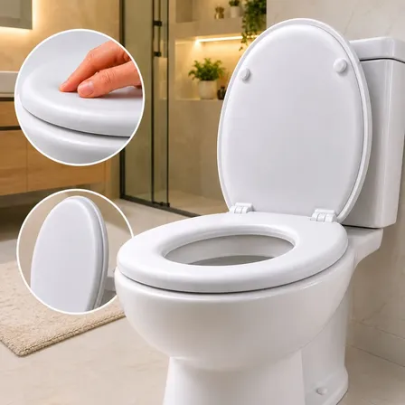 Assento Sanitário Almofadado Com Tampa De Vaso Banheiro Oval