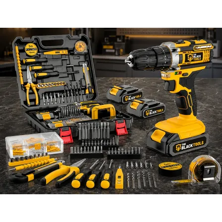 Furadeira Parafusadeira Impacto 2 Baterias 21v Kit 136 Peças