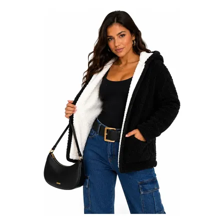 Casaco Teddy Dupla Face Reversível Feminino Inverno 2 Em 1
