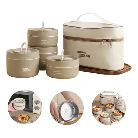 Kit 4 Marmitas Inox Térmicas Herméticas 2x440+2x600ml +bolsa