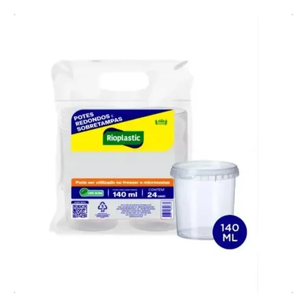 Kit Pote Sobre Tampa Redondo Rioplastic 140 Ml 960 Unidades