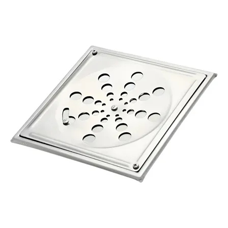 Ralo Grelha Inox Quadrada Tampa 15x15cm Abre/fecha Caixilho