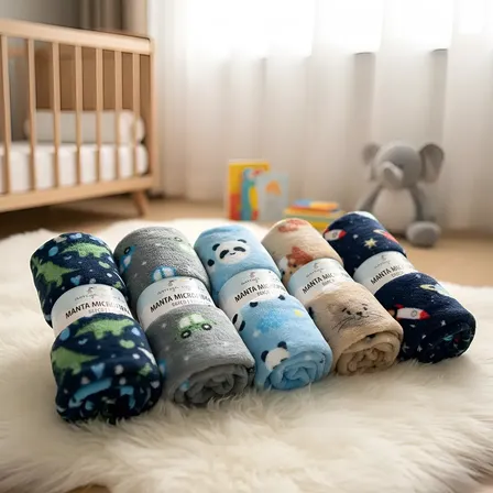 Kit 3 Mantas Bebê Cobertor Infantil Estampada Menino