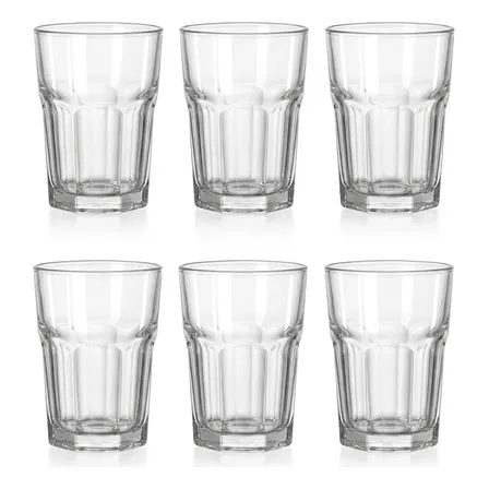 Jogo 6 Copo Facetado Rigolleau 400ml Resistente Class Home
