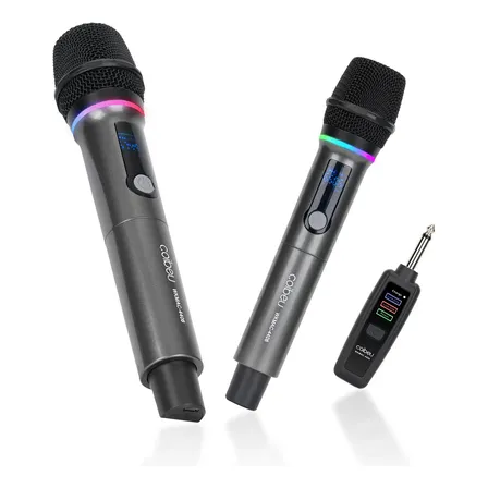 Kit 2 Microfone Coibeu Rgb Sem Fio Profissional Uhf