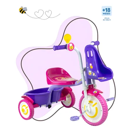 Triciclo Infantil Motoca Honey Bee Nathor 18+ Com Cestinha