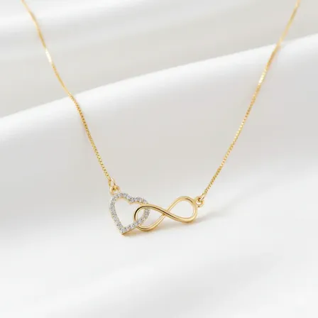Colar Coração Infinito Zirconia Banhado A Ouro 18k Semijoia