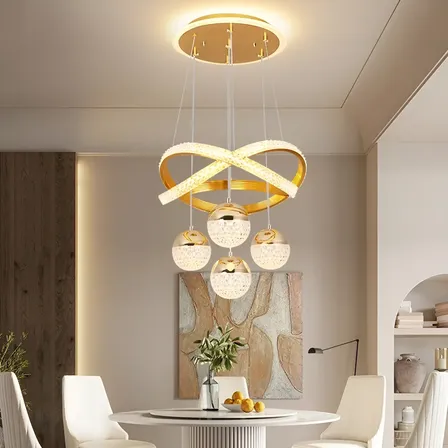 Lustres Sala, Luminaria Pendente Teto - 3 Cores Lampada Led
