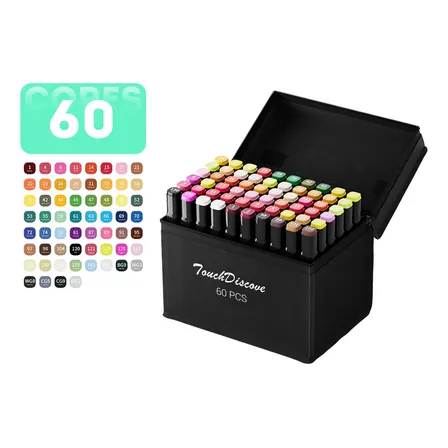 Conjunto Canetas Marcador Canetinha Ponta Dupla 60 Cores Kit
