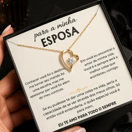Colar Presente Para Esposa Banhado A Ouro 18k Com Mensagem