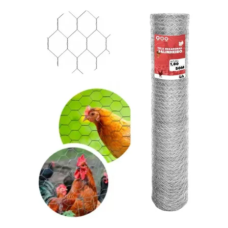 Tela Galinheiro Galvanizada Proteção Cercado 1,50x50 metros