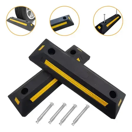 Kit 2 Limitador Vagas Borracha Com Chumbador Fixador 5/16