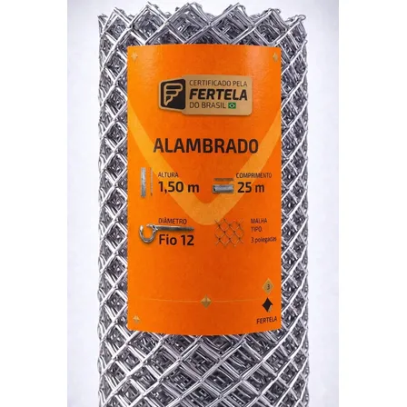 Tela Alambrado 1,50 Altura X 25 Metros Fio-12 Malha 7 Cm