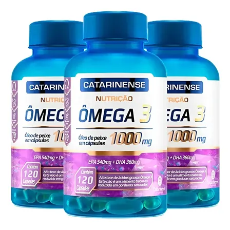 3x Ômega 3 Original Catarinense Pharma 1000mg 120 Cápsulas Bld67678c