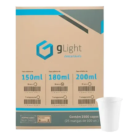 Copo P/ Água Reforçado 180ml Transp Descartável Ps 2500 Uni