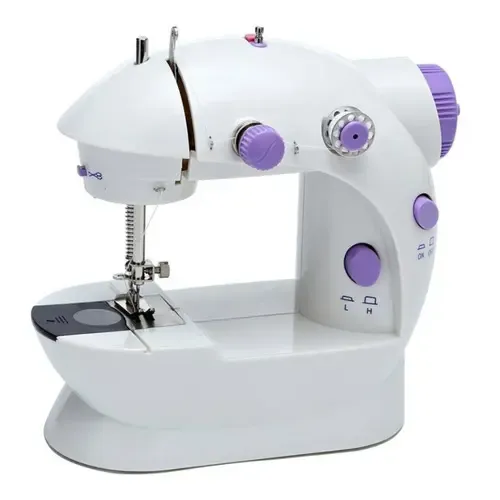 Mini Máquina De Costura Reta Portátil Com Pedal Cor Branco