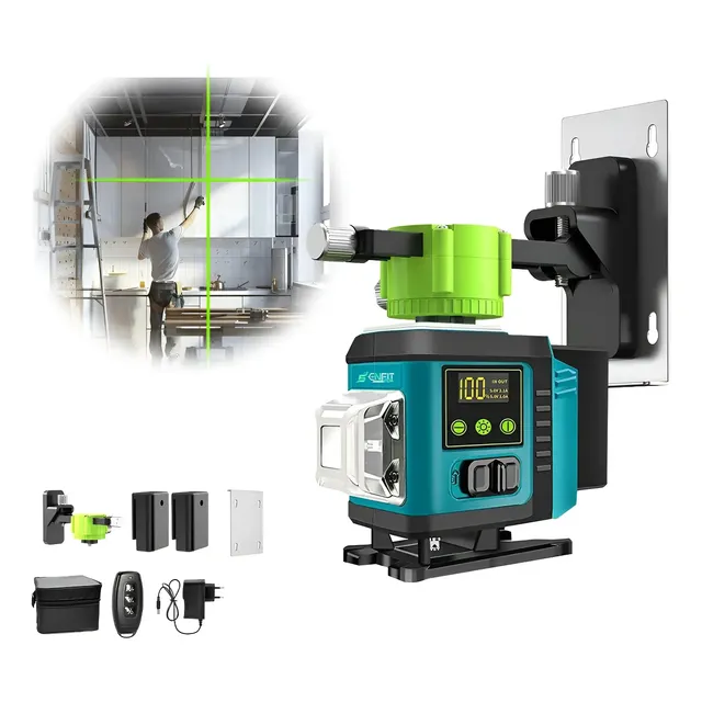 Nível Laser 12 Linhas Verde 40m Recarregável C/ Controle Pro