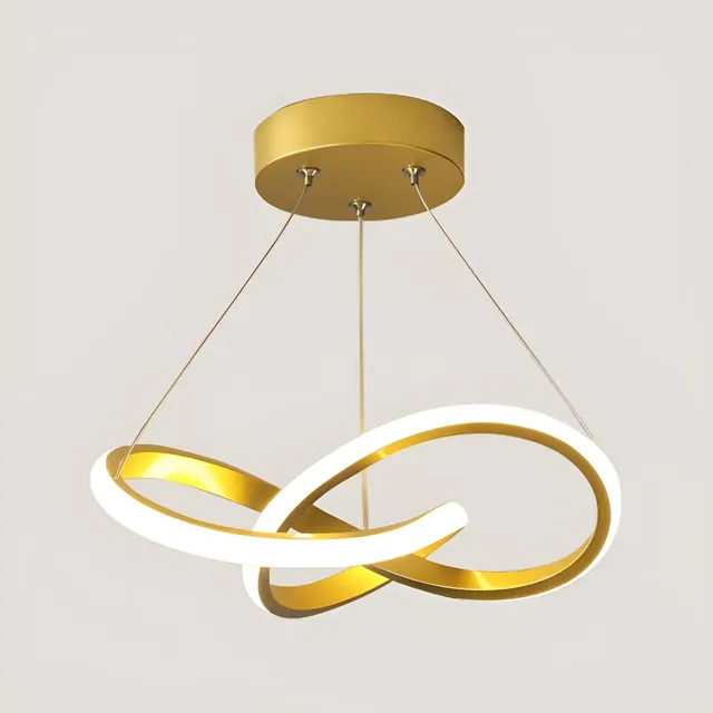 Lustre Pendente Moderna Led,luminaria Dourado Redondo Sala 127/220v Dourado