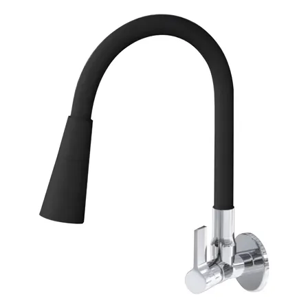 Torneira Cozinha Gourmet Parede - Preta/flexivel/duplo Jato