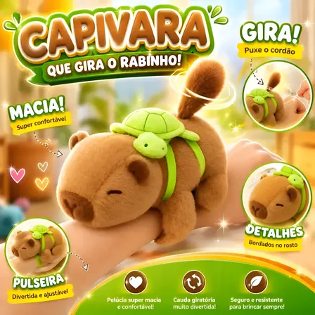 Capivara De Braço Pulseira Pelúcia Brinquedo Filó Mochila