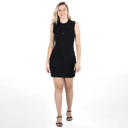 Vestido Colcci Canelado Sem Mangas Slim Elastano Preto