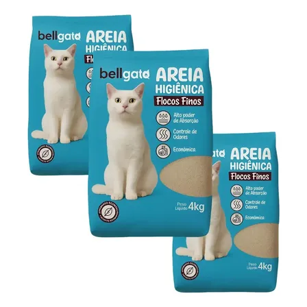 Kit 3 Areia De Gato Higienica Extra Fina Premium