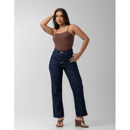 Calça Jeans Feminina Reta 100% Algodão Cintura Alta Original