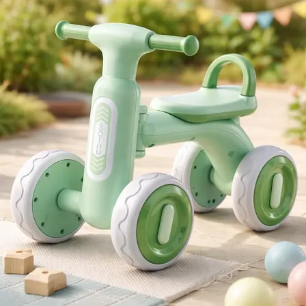 Bicicleta Equilíbrio Bike Motoca Infantil 4 Rodas Com Luz
