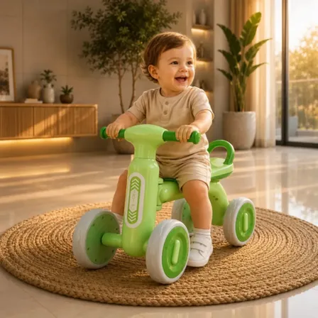 Bike Equilíbrio Sem Pedal Bicicleta Infantil 4 Rodas Com Luz