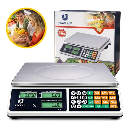 Balança Comercial 40kg Digital Display Duplo Bateria Hw