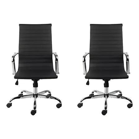 2 Cadeiras Charles Eames Presidente De Couro Pu Esteirinha